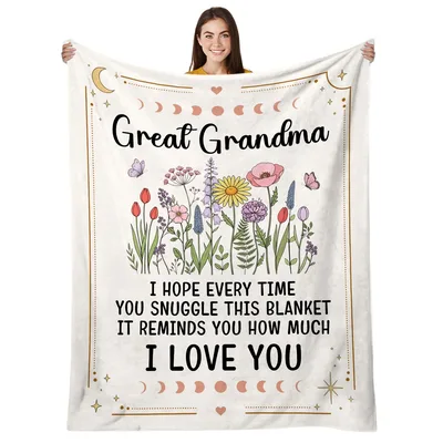 Great Grandma Wildflower Blanket with Floral Love Message