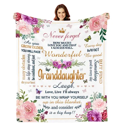 Granddaughter Letter Floral Blanket features an encouraging