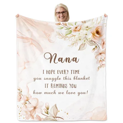 Nana Love Floral Message Blanket features watercolor roses