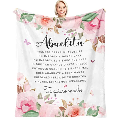 Spanish Grandma Letter Blanket: Abuelita Floral Design