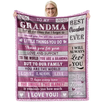 To My Grandma Thank You Message Blanket Celebrating Best Grandma Ever