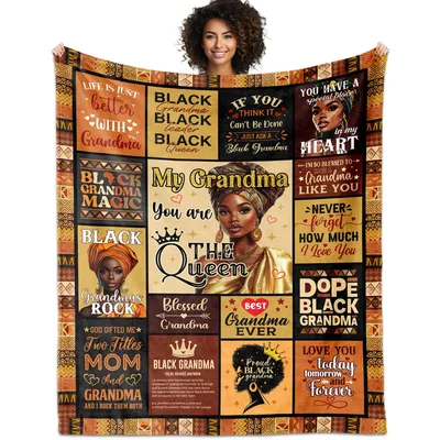 African American Grandma Portraits Blanket Celebrating Black Queens