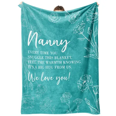 Grandma Nanny Floral Blanket: A Warm Hug in White Script and Flowers