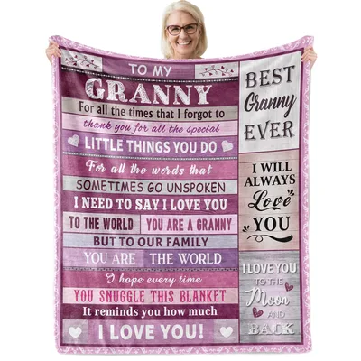 Granny Sentimental Message Blanket features a best granny