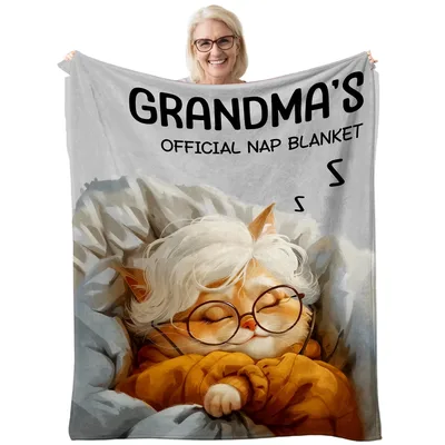 Cat Grandma's Nap Time Blanket: Official Nap Design for Cat Lovers
