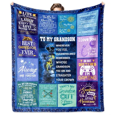 Grandson Lion Crown Blanket: Regal Message for a Special Guy