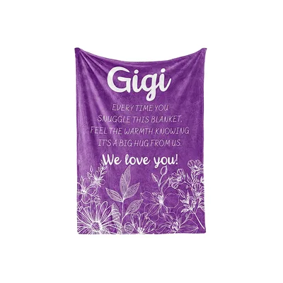 Grandma Floral Message Blanket: Gigi Snuggle Hug Design