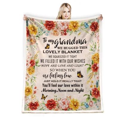 Grandma Love Poem Floral Blanket - A Poetic Gift for Nana