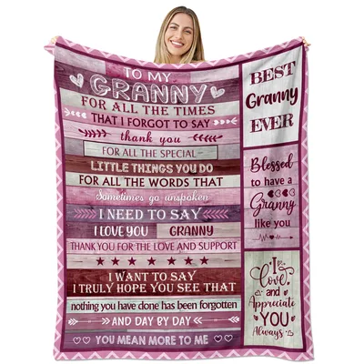 Granny Thank You Letter Blanket features a heartfelt message