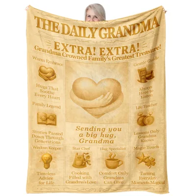 Grandma Newspaper Heart Blanket Celebrating Family's Greatest Treasure