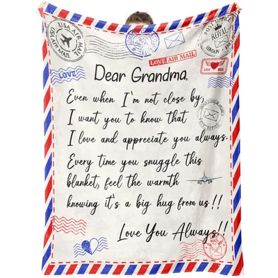 Airmail Letter to Grandma in Cream Blanket: A Personal Note Design