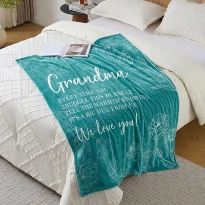 Grandma Hug from Us Message Blanket Floral Design