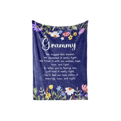 Grandma Love Flowers Blanket Grammy Poem Design