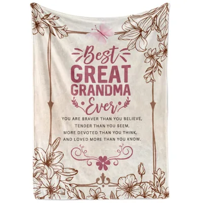 Grandma Sentiment Floral Blanket: Best Great Grandma Ever Design