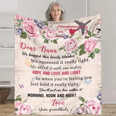 Grandma Letter Roses Blanket: A Sweet Message from Grandkids
