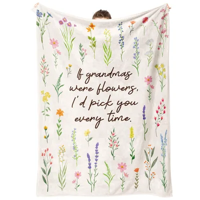 Grandma Floral Wildflower Quote Blanket: Sweet Floral Design