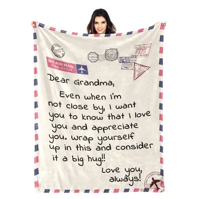 Airmail Hug Letter for Grandma Blanket: A Personal Note Design