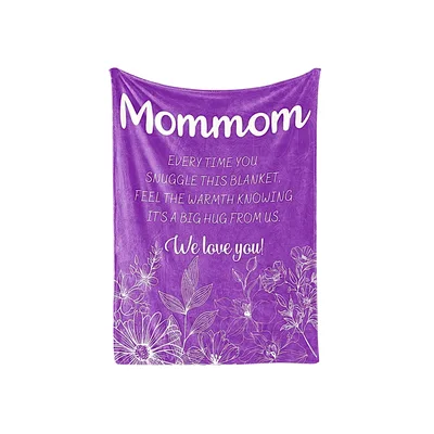 Mommom Every Time Blanket: Purple Floral Gift for Grandmothers