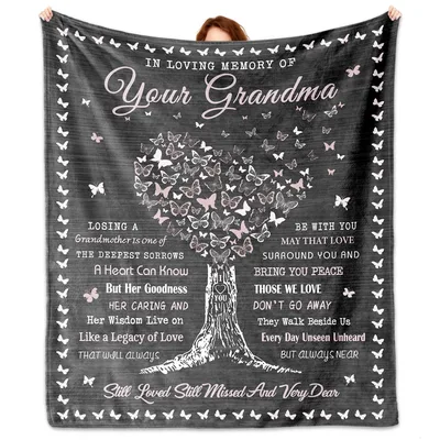 Grandma Memorial Butterflies Blanket: In Loving Memory of Your Grandma