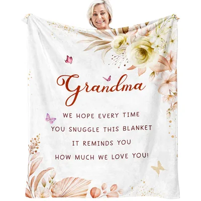 Grandma Floral Keepsake Snuggle Blanket features a floral