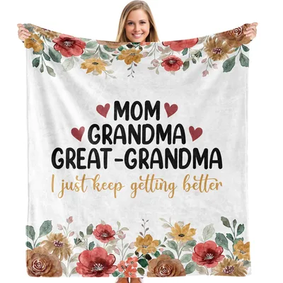 Mom Grandma Great-Grandma Floral Blanket Celebrating Generations