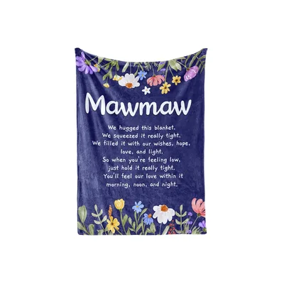 Mawmaw Hugged This Poem Blanket - Floral Grandmother Gift