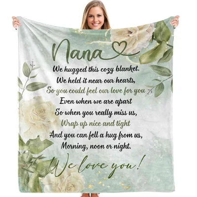 Nana Hug Letter from Grandkids Blanket Floral Love Design