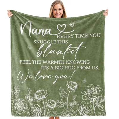 Nana Hug Olive Green Blanket: A Floral Gift of Warmth from Grandkids
