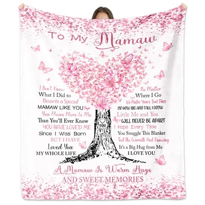 Grandma Heart Butterflies Blanket: To My Mamaw Tree Design