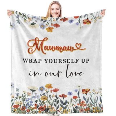 Mawmaw Wrap Yourself Up Blanket: Floral Grandparent Gift Design