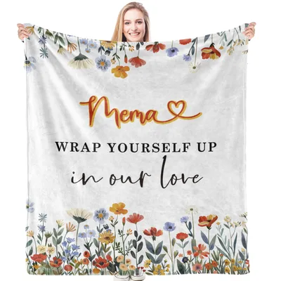 Mema Wrap Yourself Up Blanket: Floral Grandmother Gift Design
