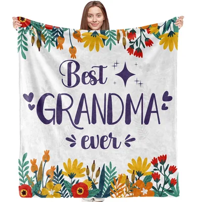 Best Grandma Ever Floral Blanket Celebrating Family Love with Flowers