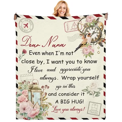 Nana Letter Flowers Blanket: A Vintage Travel Themed Gift for Grandma
