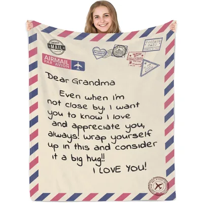 Dear Grandma Airmail Letter Blanket: A Warm Hug Sent by Mail