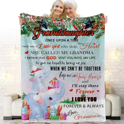 To My Granddaughter Love Blanket featuring a heartfelt letter