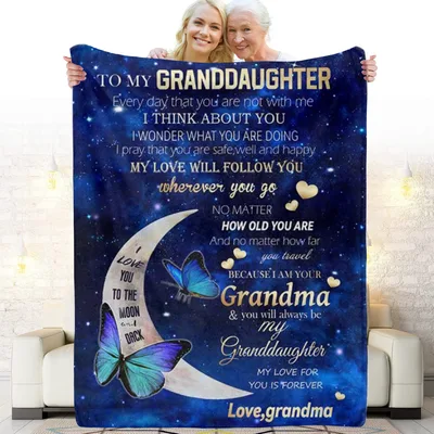 Grandma to Granddaughter Moon Blanket features a starry