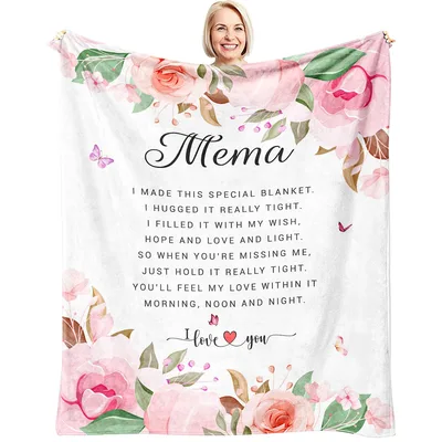 Mema Floral Poem Keepsake Blanket featuring a heartfelt verse