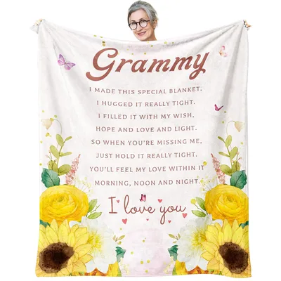 Grammy I Made Blanket featuring a touching poem