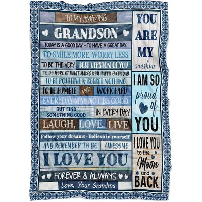 To My Grandson I Love Blanket
