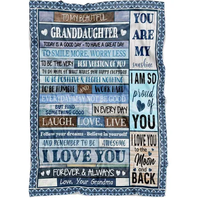 To My Beautiful Granddaughter Blanket: Wooden Sign Design with Love