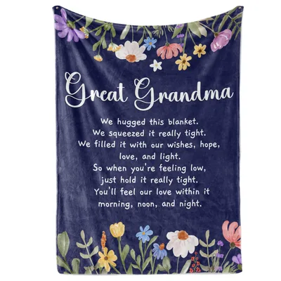 Great Grandma Hugs Message Blanket: A Poetic Floral Gift for Her