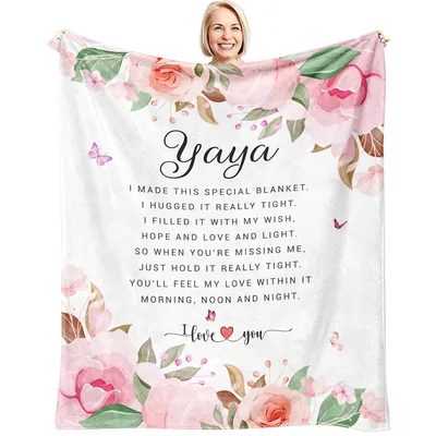 Yaya Floral Quote Blanket featuring a heartfelt poem