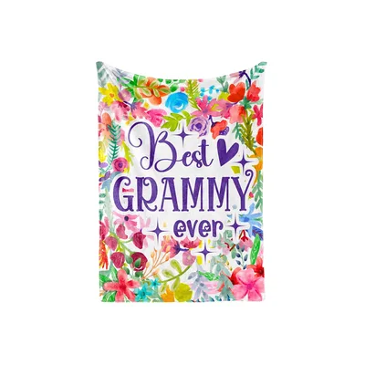 Best Grammy Ever Floral Blanket Celebrating Grandma with Flowers