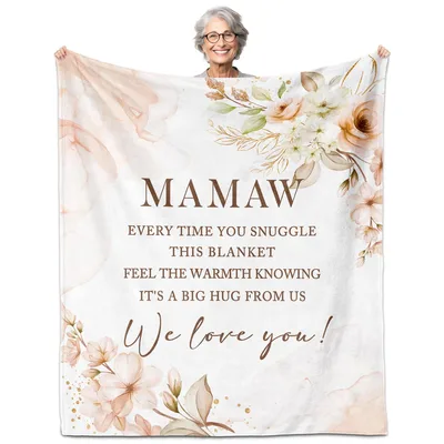 Mamaw Floral Poem Message Blanket - A Big Hug From Us