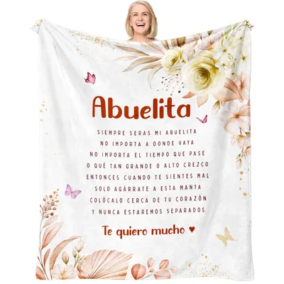 Abuelita Floral Spanish Poem Blanket - A Sweet Gift for Grandma