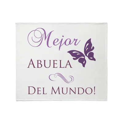 Mejor Abuela Del Mundo Blanket: Purple Script and Butterfly Design