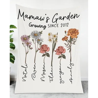 Mamaw's Garden Flower Stems Blanket features six unique
