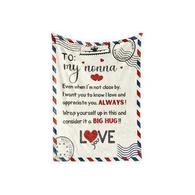 Nonna Big Hug Letter Blanket: Airmail Style Grandmother Gift