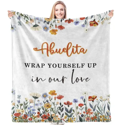 Abuelita Wrap Yourself Up Blanket with Floral Border Design