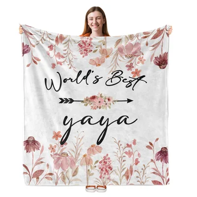 World's Best Yaya Florals Blanket - Floral Grandmother Gift